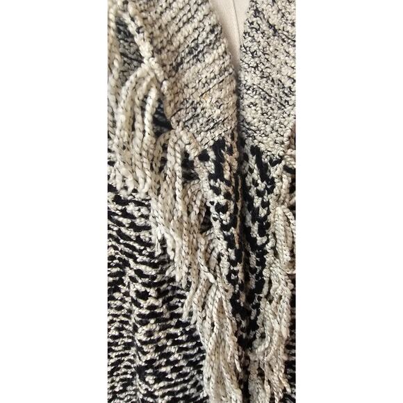 J. Jill Willow Fair Isle Long Sleeve Fringe Hem Cardigan‎ Sweater Black/White M - Picture 6 of 9